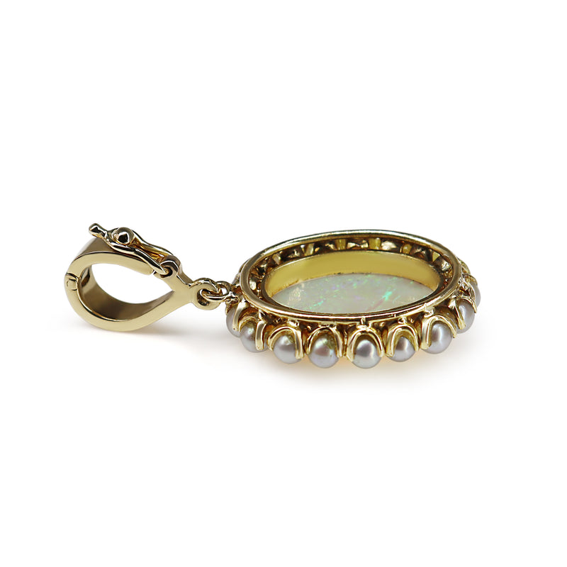 18ct Yellow Gold Opal and Pearl Enhancer Pendant