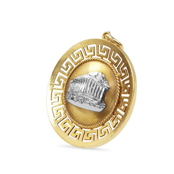 18ct Yellow and White Gold Greek Parthenon Pendant