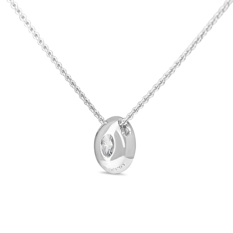 18ct White Gold Oval Bezel 1.03ct Lab Grown Diamond Necklace