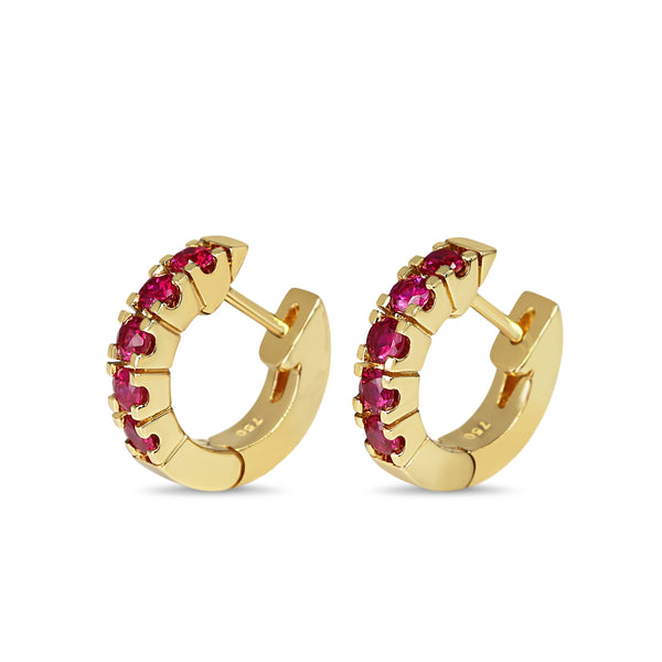 18ct Yellow Gold Ruby Hoop Earrings