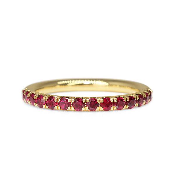 18ct Yellow Gold Claw Set Ruby Band Ring