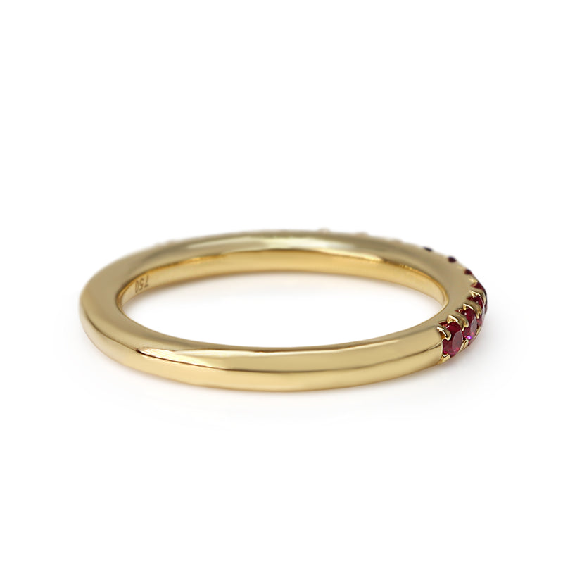 18ct Yellow Gold Claw Set Ruby Band Ring