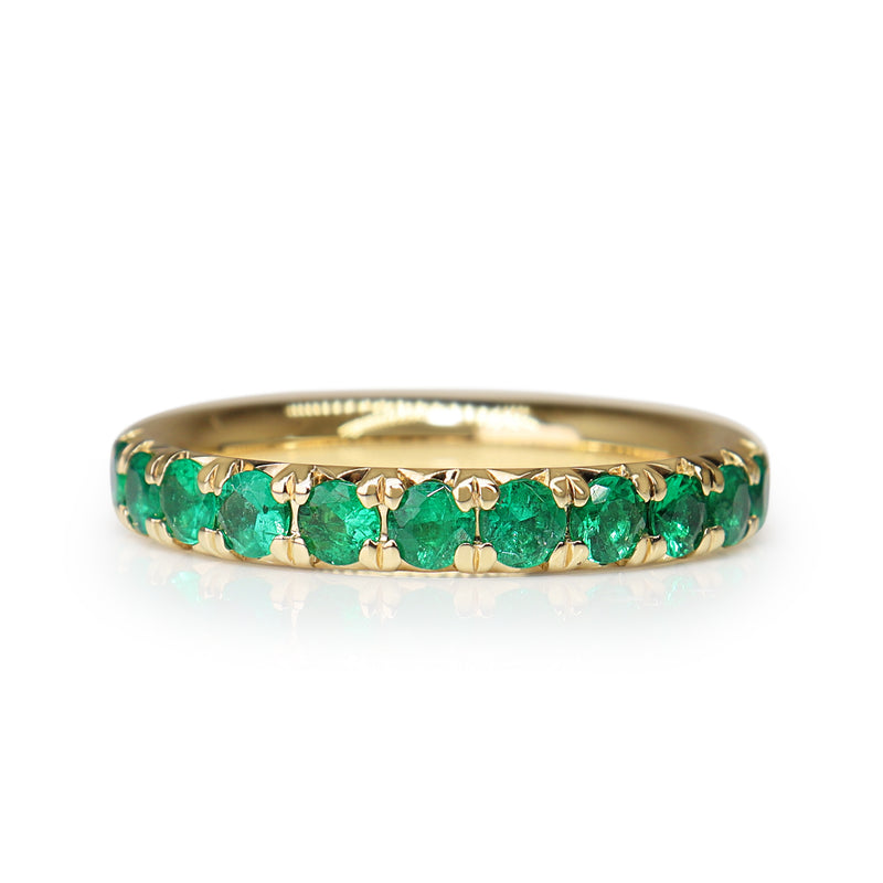 18ct Yellow Gold Claw Set Emerald Band Ring