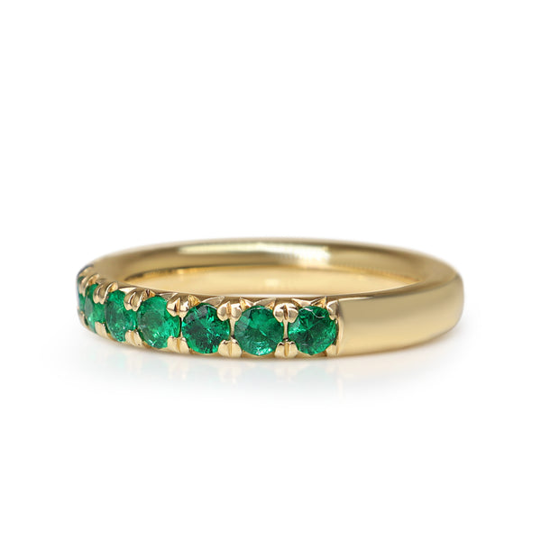 18ct Yellow Gold Claw Set Emerald Band Ring