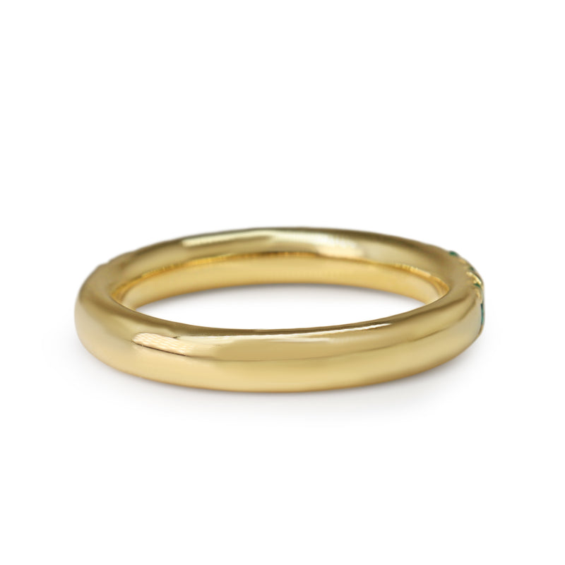 18ct Yellow Gold Claw Set Emerald Band Ring