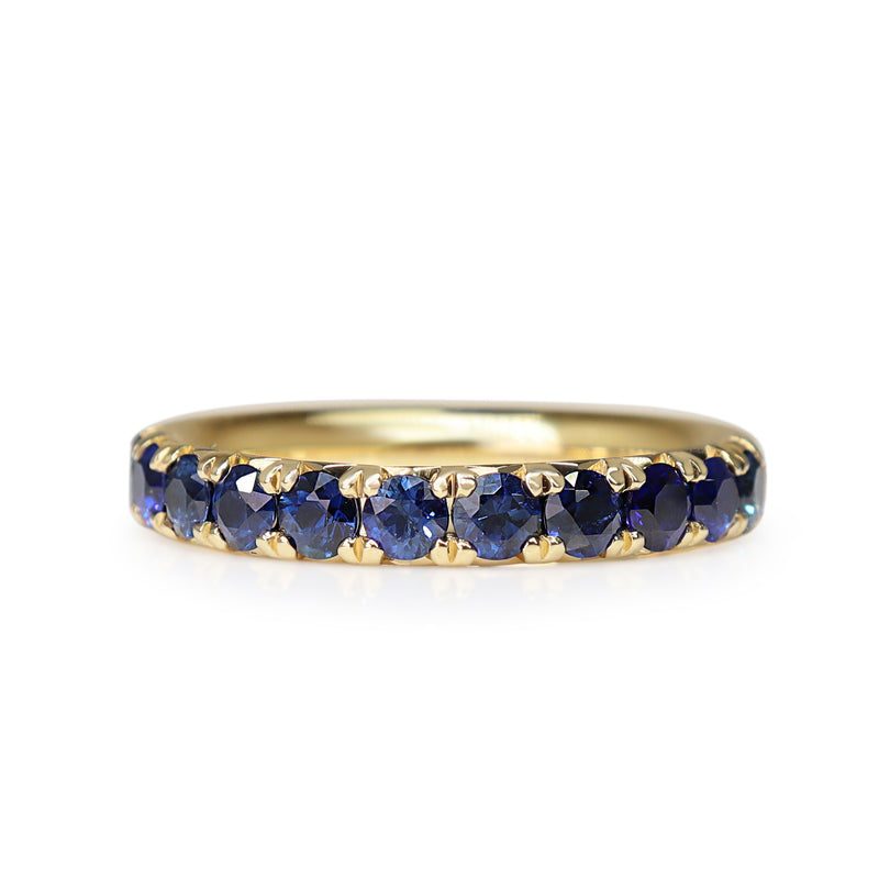 18ct Yellow Gold Claw Set Sapphire Band Ring