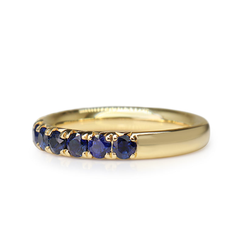 18ct Yellow Gold Claw Set Sapphire Band Ring