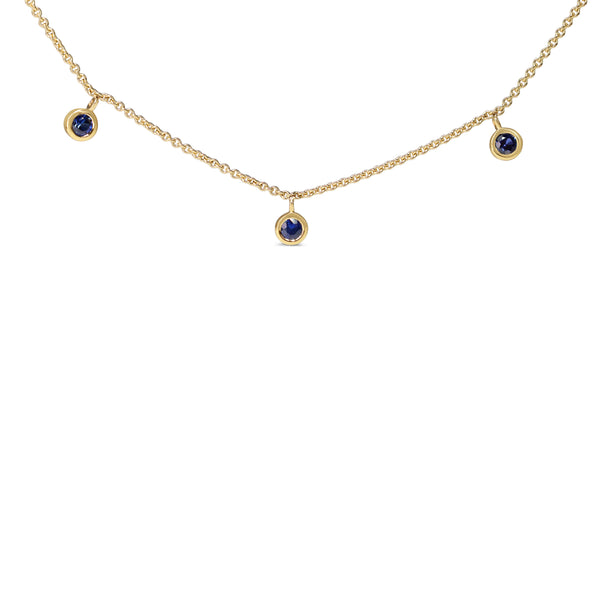 18ct Yellow Gold Sapphire Bezel Necklace