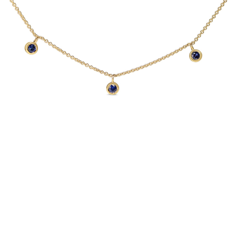 18ct Yellow Gold Sapphire Bezel Necklace