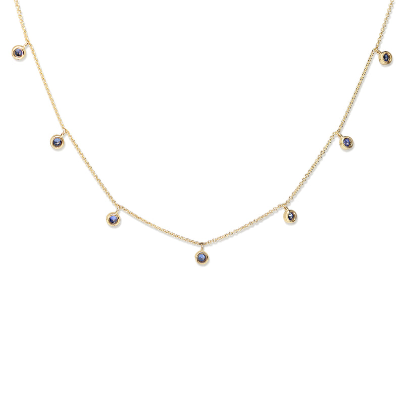 18ct Yellow Gold Sapphire Bezel Necklace