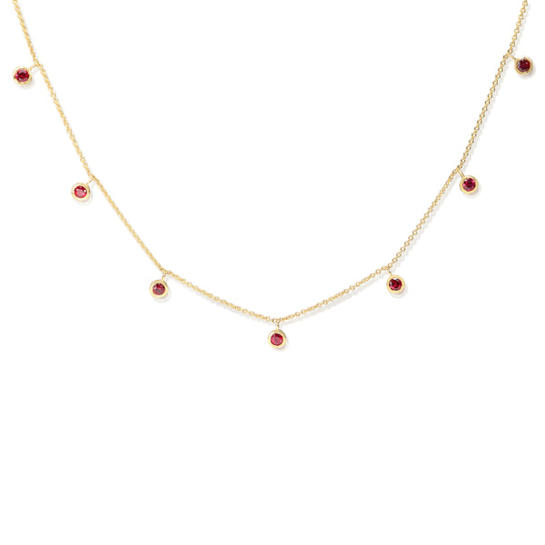 18ct Yellow Gold Ruby Bezel Necklace