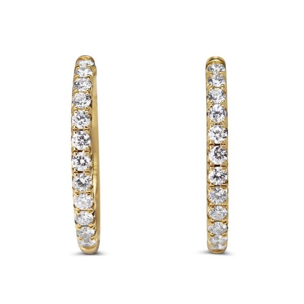 9ct Yellow Gold 1.00ct Diamond Hoop Earrings