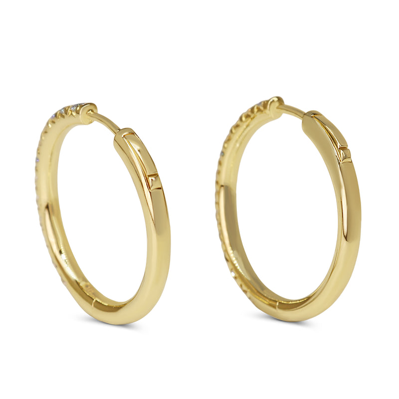 9ct Yellow Gold 1.00ct Diamond Hoop Earrings