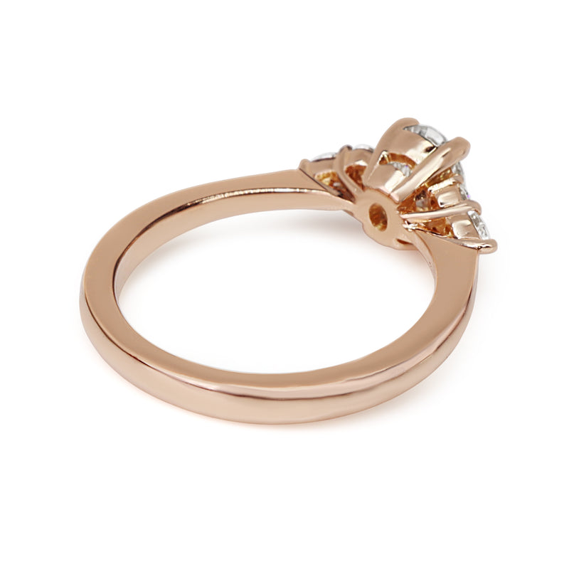 18ct Rose Gold Oval, Round and Pear Cut Diamond Ring