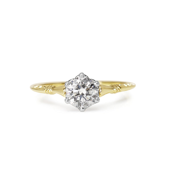 14ct Yellow and White Gold Vintage Solitaire Ring