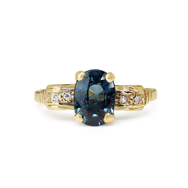 18ct Yellow Gold Vintage Sapphire and Diamond Ring