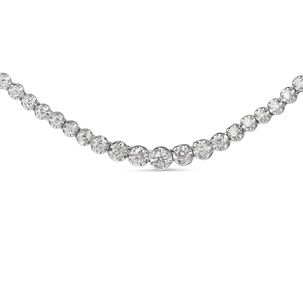 Platinum 3.00ct Graduated Diamond Tennis Necklace