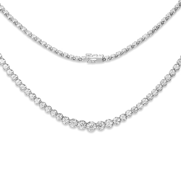 Platinum 3.00ct Graduated Diamond Tennis Necklace