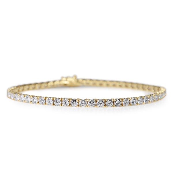 14ct Yellow Gold 6.45ct Lab Grown Diamond Tennis Bracelet