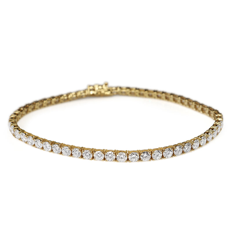 14ct Yellow Gold 6.45ct Lab Grown Diamond Tennis Bracelet