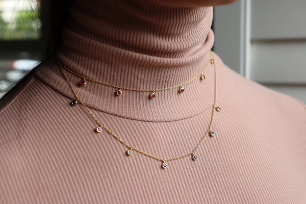 18ct Yellow Gold Ruby Bezel Necklace