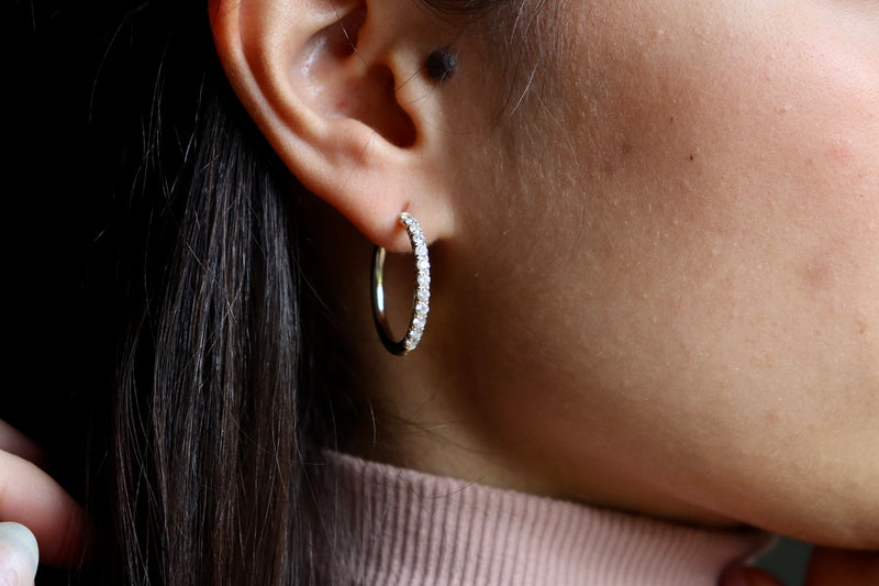 9ct Yellow Gold 1.00ct Diamond Hoop Earrings