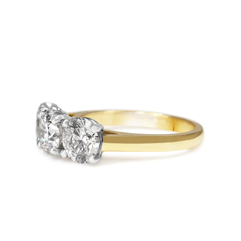 18ct Yellow and White Gold 3.06ct 3 Stone Diamond Ring