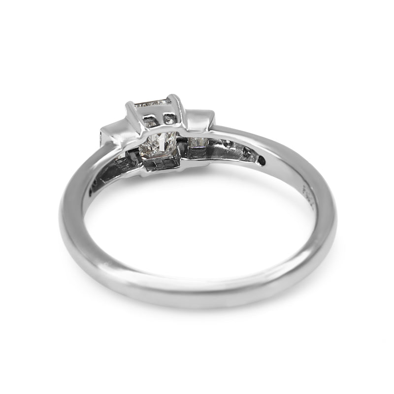 Platinum Emerald Cut 3 Stone Diamond Ring