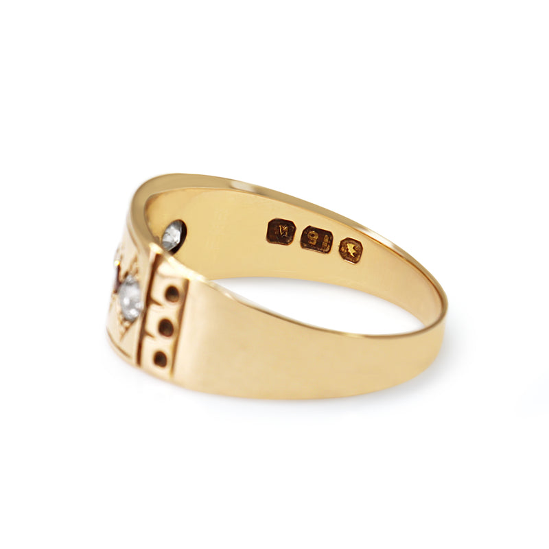 15ct Yellow Gold Antique Ruby and Old Cut Diamond Band Ring
