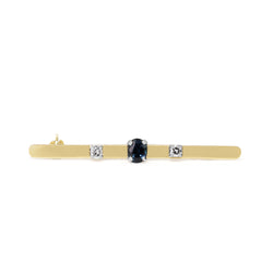 18ct Yellow and White Gold Sapphire and Diamond Bar Brooch