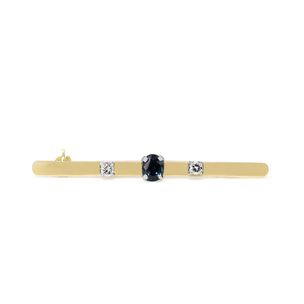 18ct Yellow and White Gold Sapphire and Diamond Bar Brooch