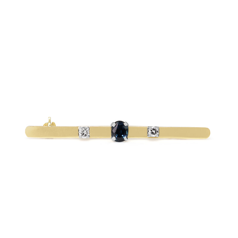 18ct Yellow and White Gold Sapphire and Diamond Bar Brooch