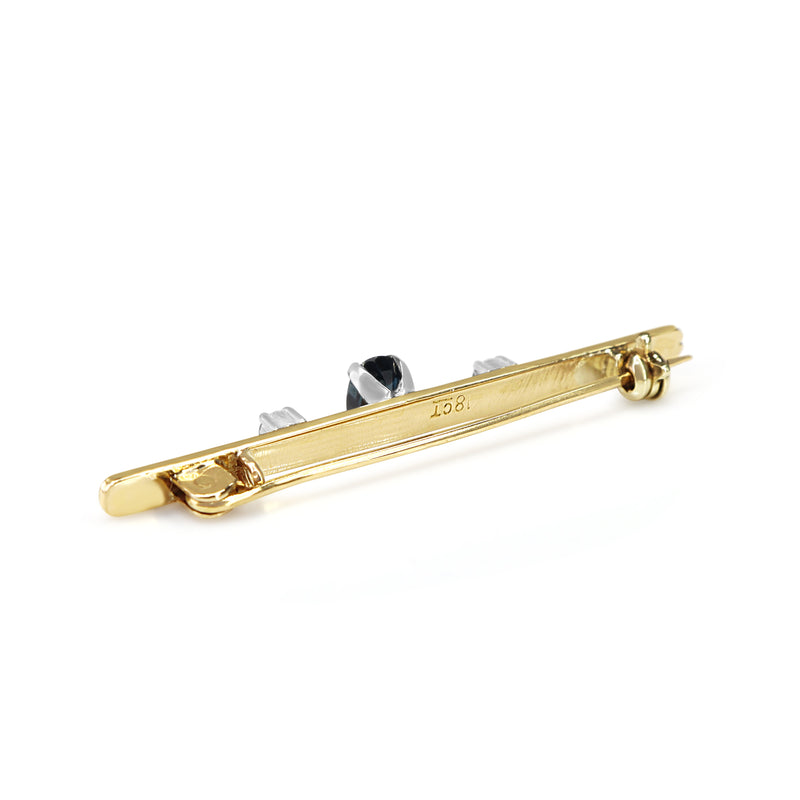 18ct Yellow and White Gold Sapphire and Diamond Bar Brooch