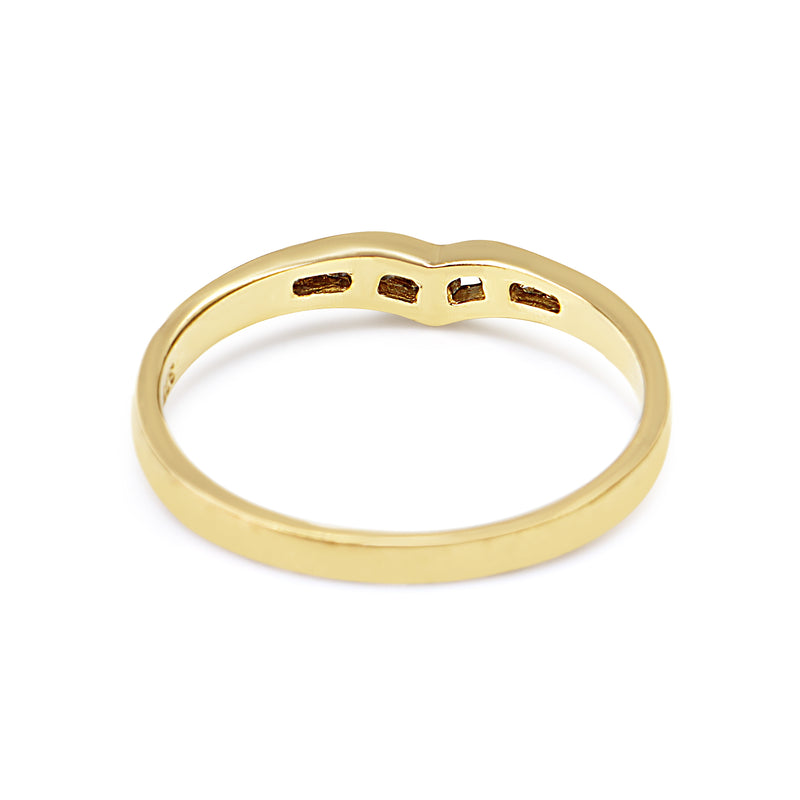 9ct Yellow Gold V Shaped Diamond Channel Set Band Ring