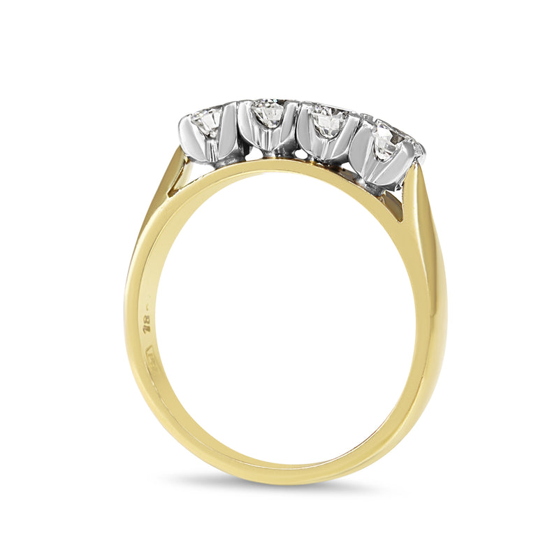 18ct Yellow and White Gold 4 Stone Diamond Ring