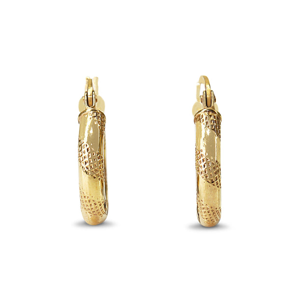 9ct Yellow Gold Patterned Hoop Earrings