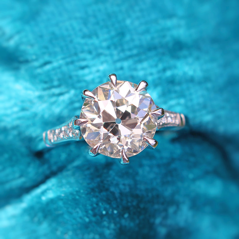 Platinum 3.06ct Old Cut Diamond Solitaire Ring