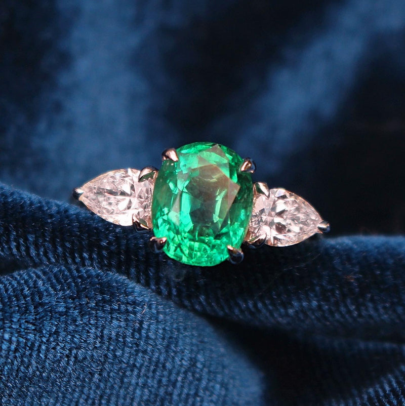 White Gold Double Halo Emerald Ring – Unforgettable Jewelry