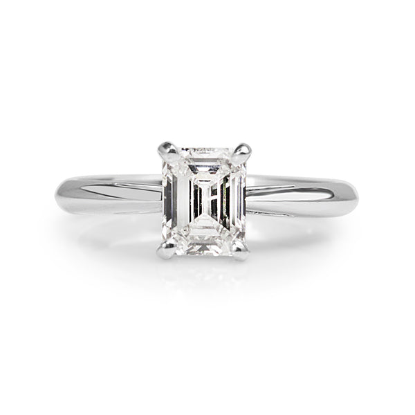 18ct White Gold Emerald Cut Solitaire Diamond Ring