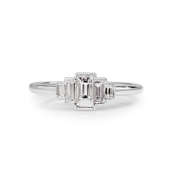 18ct White Gold 5 Stone Baguette Ring