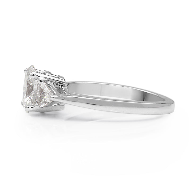 18ct White Gold Oval and Trillion Diamond Ring