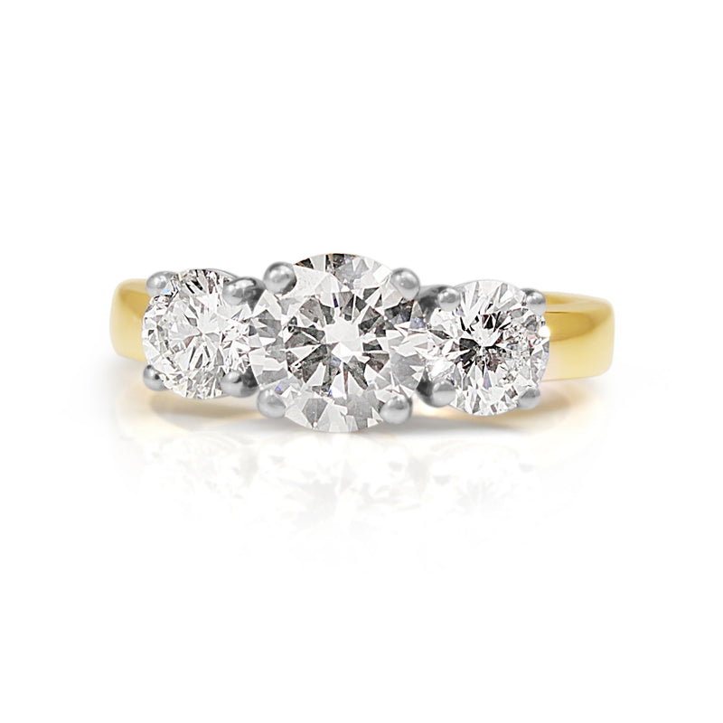 18ct Yellow and White Gold 3 Stone Diamond Ring