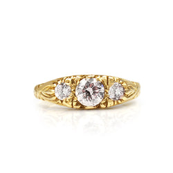 18ct Yellow Gold Vintage 3 Stone Diamond Ring