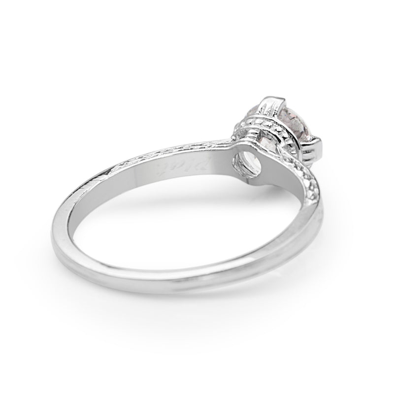 Platinum Vintage Etched Solitaire Ring