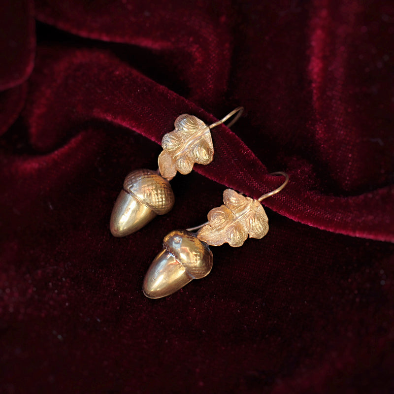 9ct Yellow Gold Victorian Acorn Earrings
