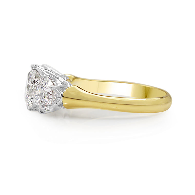 18ct Yellow and White Gold 3 Stone Diamond Ring