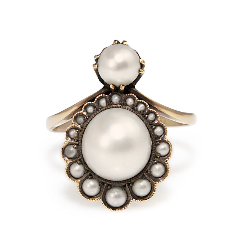 14ct Yellow Gold Antique Belle Époque Pearl Ring