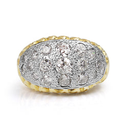 18ct Yellow and White Gold Vintage Ring with Old Cut Diamonds