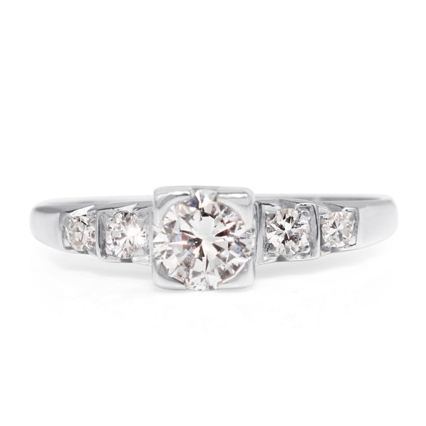 14ct White Gold and Palladium Diamond Ring