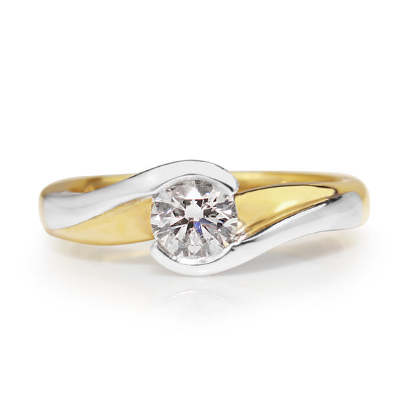 18ct Yellow and White Gold Twist Diamond Ring